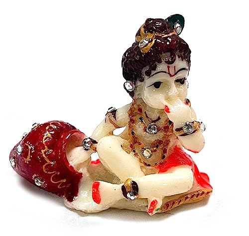 Image of Wonder Care Marble Laddu Gopal Little Krishna Statue Hindu God of Love and Divine Joy Kanha Baby Krishna Idol Murti for Janmashtami Festival Puja Temple Decor