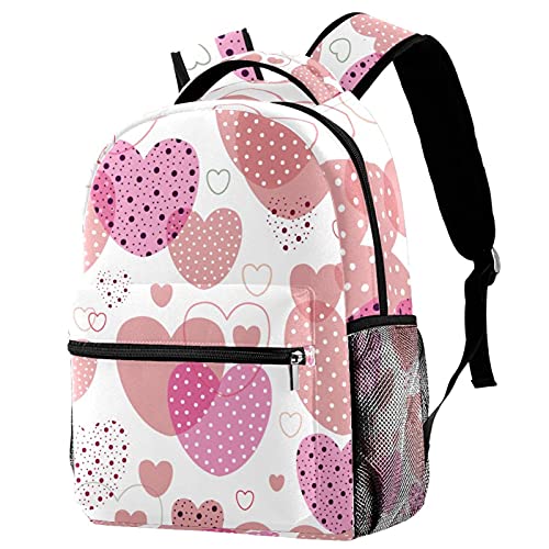Sac à dos de voyage pour l'école et les vacances motif cœur rose