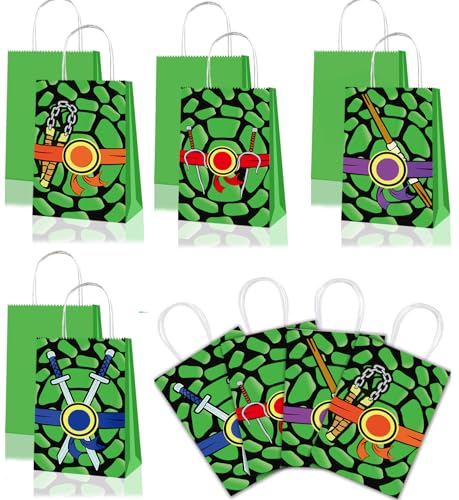 Junyaoii 16 sacchetti di carta a tema a tartaruga, sacchetti regalo per caramelle, feste, decorazioni per feste di compleanno