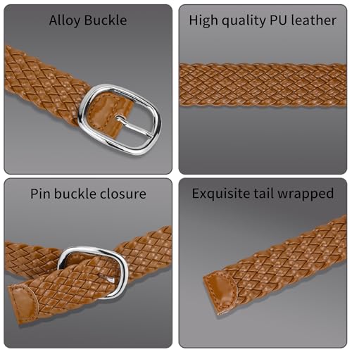 Braided Belt Women 2 Pack Woven Belts for Women Trendy Thin Braided Belts for Pants Jeans Dresses Boho Womens Belt3