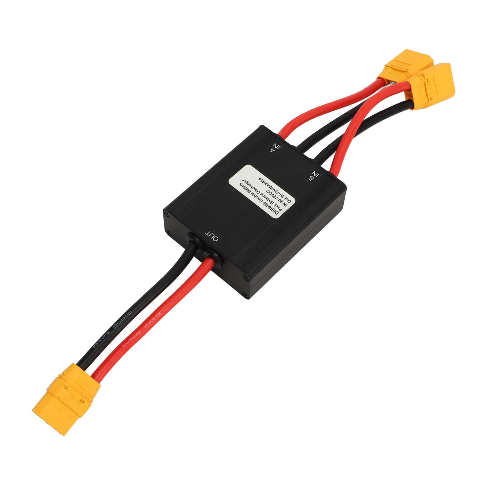 Konwerter Rozładowywania Podwójnego Akumulatora Roweru Elektrycznego, Adapter Modułu Równoległego z Podwójnym Akumulatorem od 20 V do 72 V, Adapter Złączy XT90 Zapewniający większą (60A)