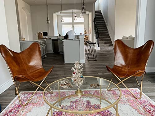 PRASTARA Juego de 2 sillas de piel con diseño de mariposa,...