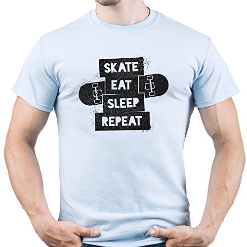 EUGINE DREAM Skate Eat Sleep Repeat Shirt Skater Tshirt Skateboarding Tee Gift for Skater T-Shirt Uomo Azzurro XL