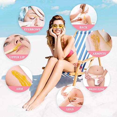 Y.F.M 500ML Waxing Kit for Women, Professional Wax Warmer with 4 x 100g Wax Beans, Adjustable Temperature for All Wax/Hair Types, Eyebrow, Facial, Body, Bikini, Brazilian