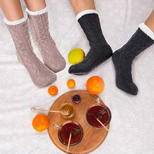 SATINIOR Women Fuzzy Socks 3 Pairs Thick Warm Slipper Socks Soft Winter Christmas Stocking Women Gifts4