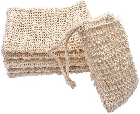 Messen 6 Pieces Rough Exfoliating Natural Ramie Soap Bag Pouch Soap Saver