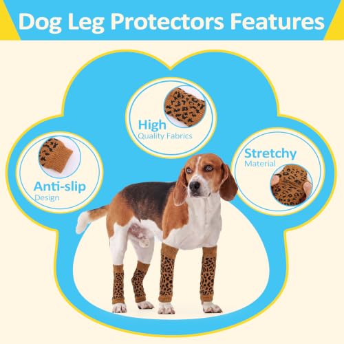 Image of ROZKITCH 4 PCS Dog Compression Sleeve for Front Rear Legs Prevent Licking | Soft Knitting, Stretchy Fit Sleeves, Helps Reduce Licking, Dog & Cat Friendly, Easy to Wear, Daily Leg Coverage