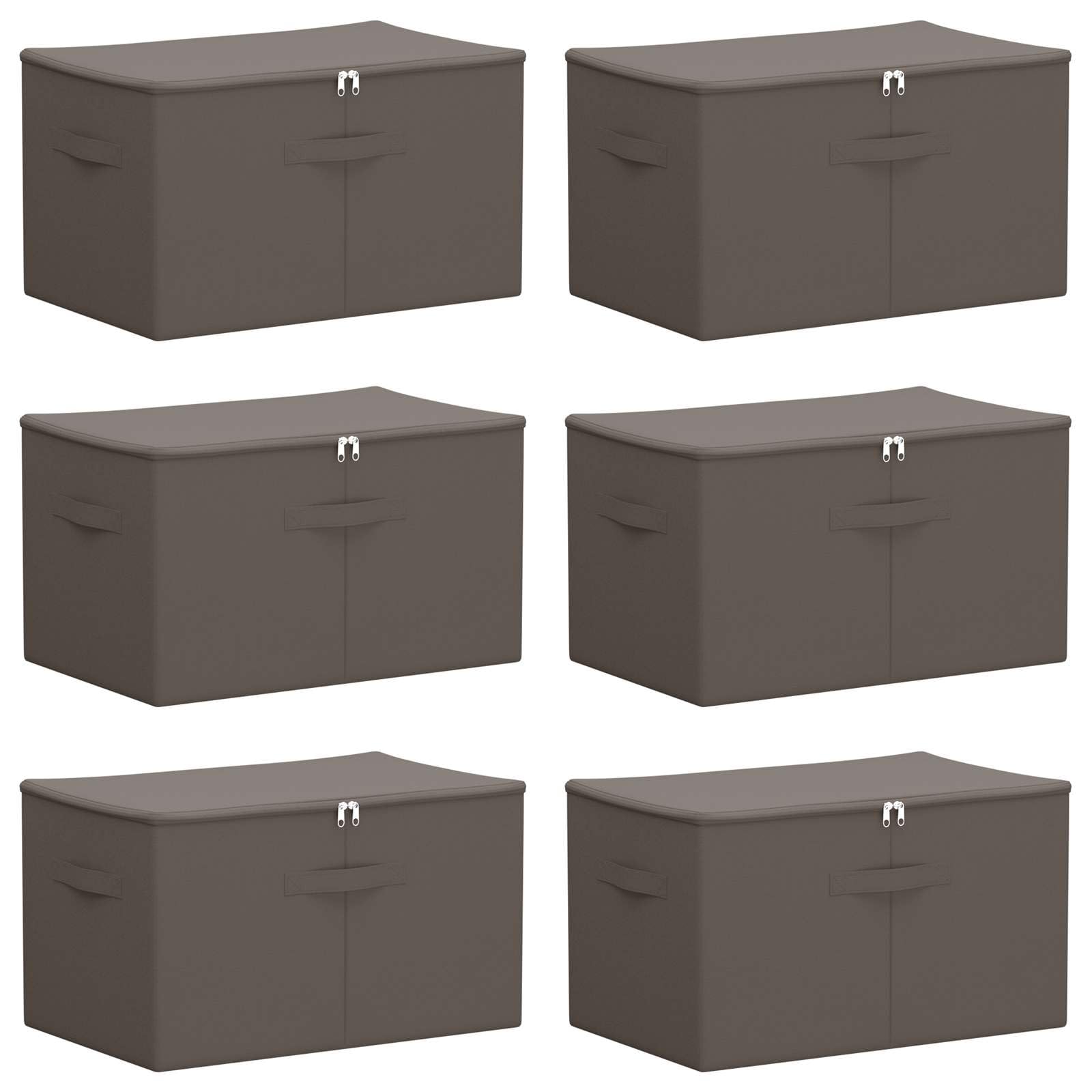 6er Set Aufbewahrungsboxen mit Deckel und Reißverschluss, Faltbare Kleiderbox für Schrank und Unterbett, Stoffbox für Ordnung im Schlafzimmer Anthrazit 55x35x32 cm
