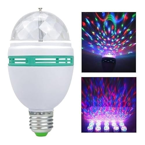 Lâmpada Bola Maluca LED Colorida Giratória - Efeito Globo de Luz Rotativo para Festas, Boates e Deco