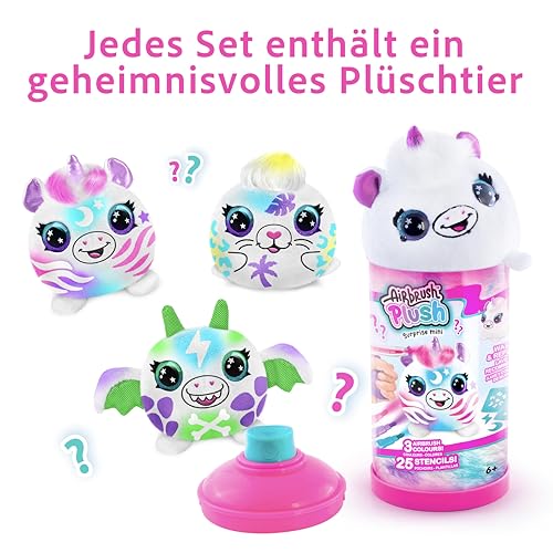 Canal Toys - Airbrush Plush Mini Surprise - Überraschungs-Plüsch bemalen: Hand-Airbrush, 3 Marker & 35+ Schablonen - Waschbar & neu gestaltbar - Sammle 12 Designs - Kreativset ab 6 Jahren - OFG 264