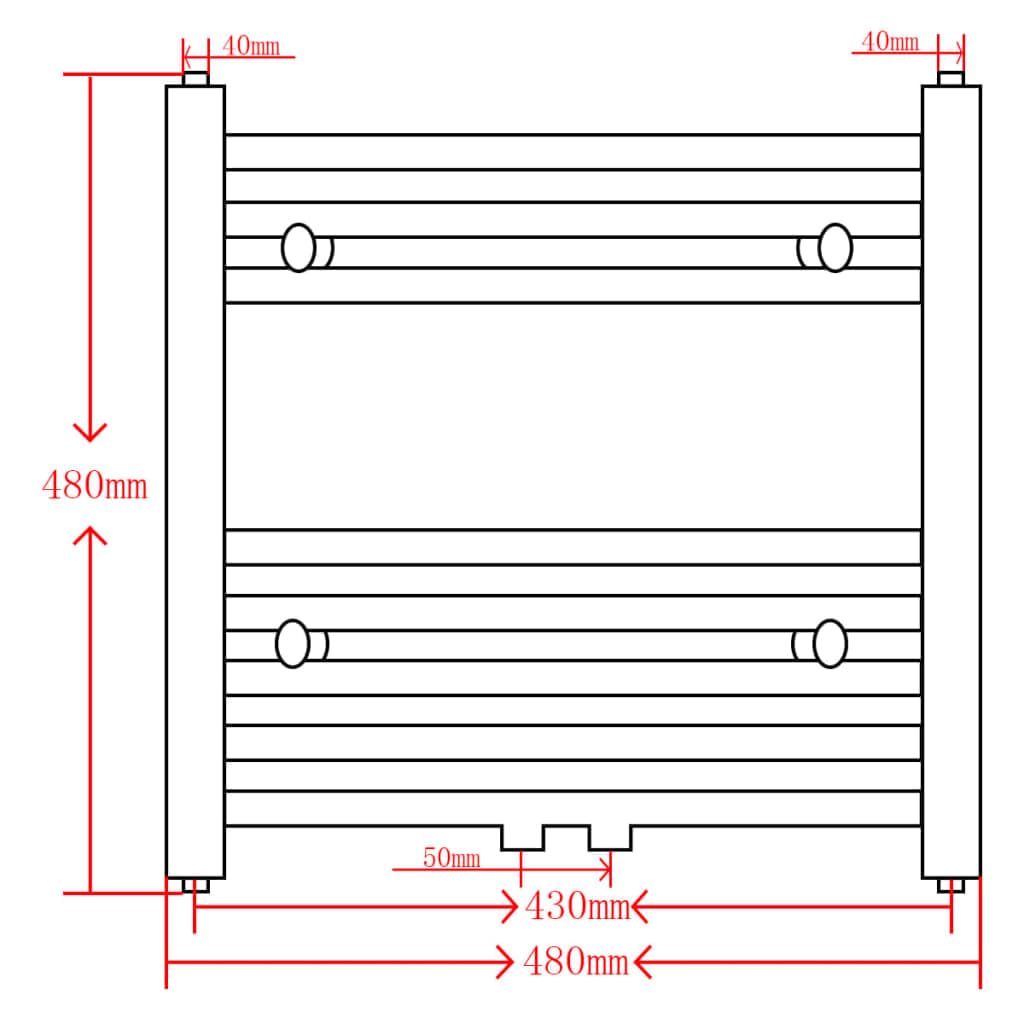 Mangloder Toallero Radiador de Agua Caliente Curvado Negro 480 x 480 mm de Acero, 8 Tubos transversales de 22 mm, Montado en Pared para Baño, Secado Más Rápido, Funcionamiento Silencioso, Ahorro de