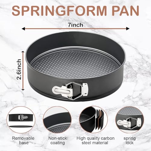Image of PureBake Premium SGS Certified Cake Moulds | 8 inch Cake Tin- Teflon Coated Removable Base, Non-Stick Cake Tins /Pan /Trays for Microwave, Oven and Bakeware -Set (7 Inch Cake Tin)