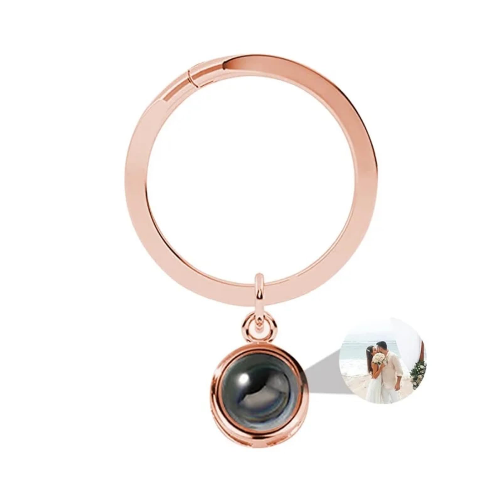 Custom Photo Keychain Personalized Memorial Heart Shape Key Ring Key Chain with Photos Engraved for Women Valentine’s Day Gifts Custom Heart Projection Photo Keychain (rose gold-2,1PCS)