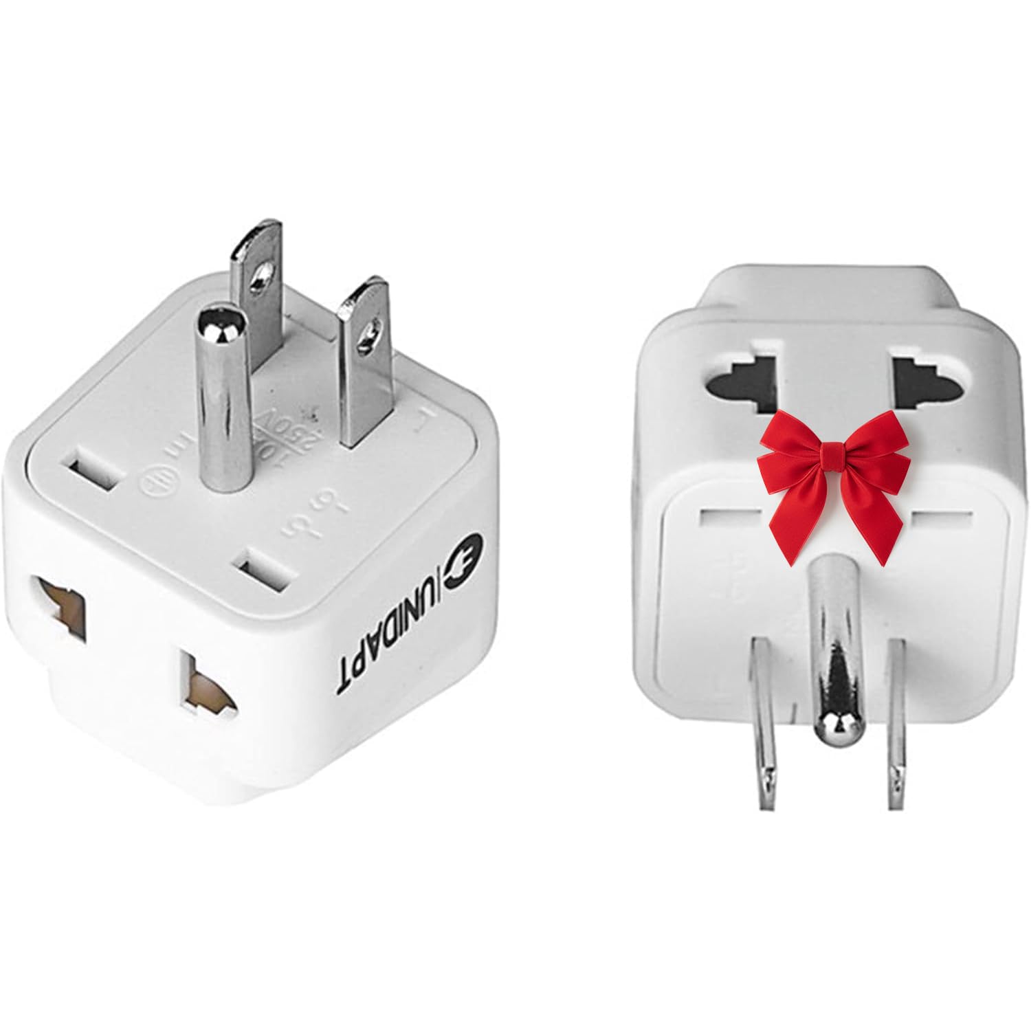 UK to US Travel Adapter, India to US Plug Adapter, Unidapt Adapters for USA, 2-Pack, Plug Converter, USA Travel Adapter, EU to US with Dual Inputs, Universal to American Outlet Plug