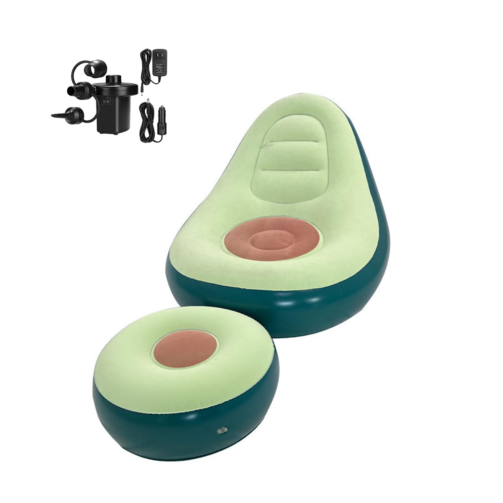 Inflatable Deck Chairs with Air Pump, Inflatable Patio Lounge Chairs for Indoor Living Room Bedroom, Outdoor Travel Camping Picnic Beach Chaise Lounges (Avocado)