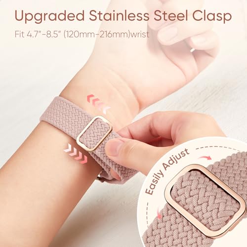 Image of Braided Stretchy Band Compatible with Apple Watch 40mm 41mm 42mm 38mm 44mm 45mm 46mm 49mm Women Men, Breathable Adjustable Nylon Sport Solo Loop Strap for iWatch Series 11 10 9 8 7 6 5 4 3 SE /Ultra 2
