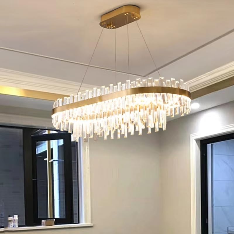 Crystal Chandelier Light Luxury Living Room Post-Modern Ring Circular Double-Layer Living Room Dining Room Led Pendant,for Decoration