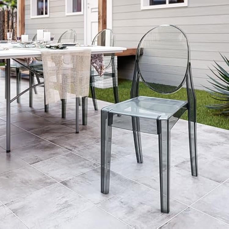 Stackable Acrylic Ghost Event Chairs Set of 4 (Grey)