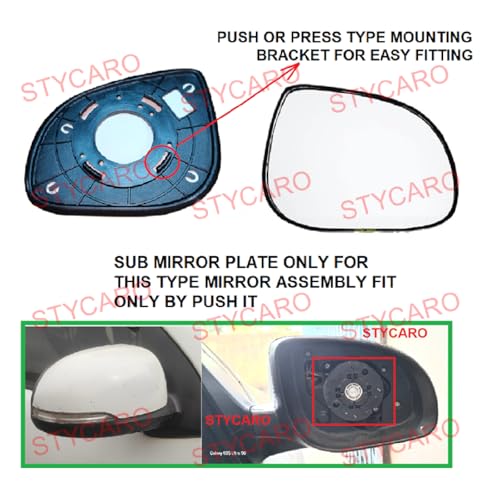 Image of ORVM Side View Mirror Glass /Sub Mirror Plate (INDICATOR TYPE ASSEMBLY) compatible with Hyundai i20 2012-2014 Year Model (MIRROR SMALL SIZE 2, RIGHTDRIVER SIDE)