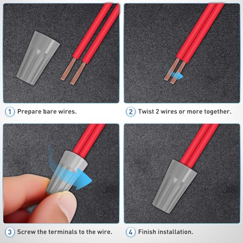 Image of Nilight 600PCS Gray Wire Connectors Kit 22-20 AWG Electric Wire Caps Insulating Insert Twist Electrical Wire Terminal with Spring for Connect Electrical Wiring Automotive Car Truck Boats Marine