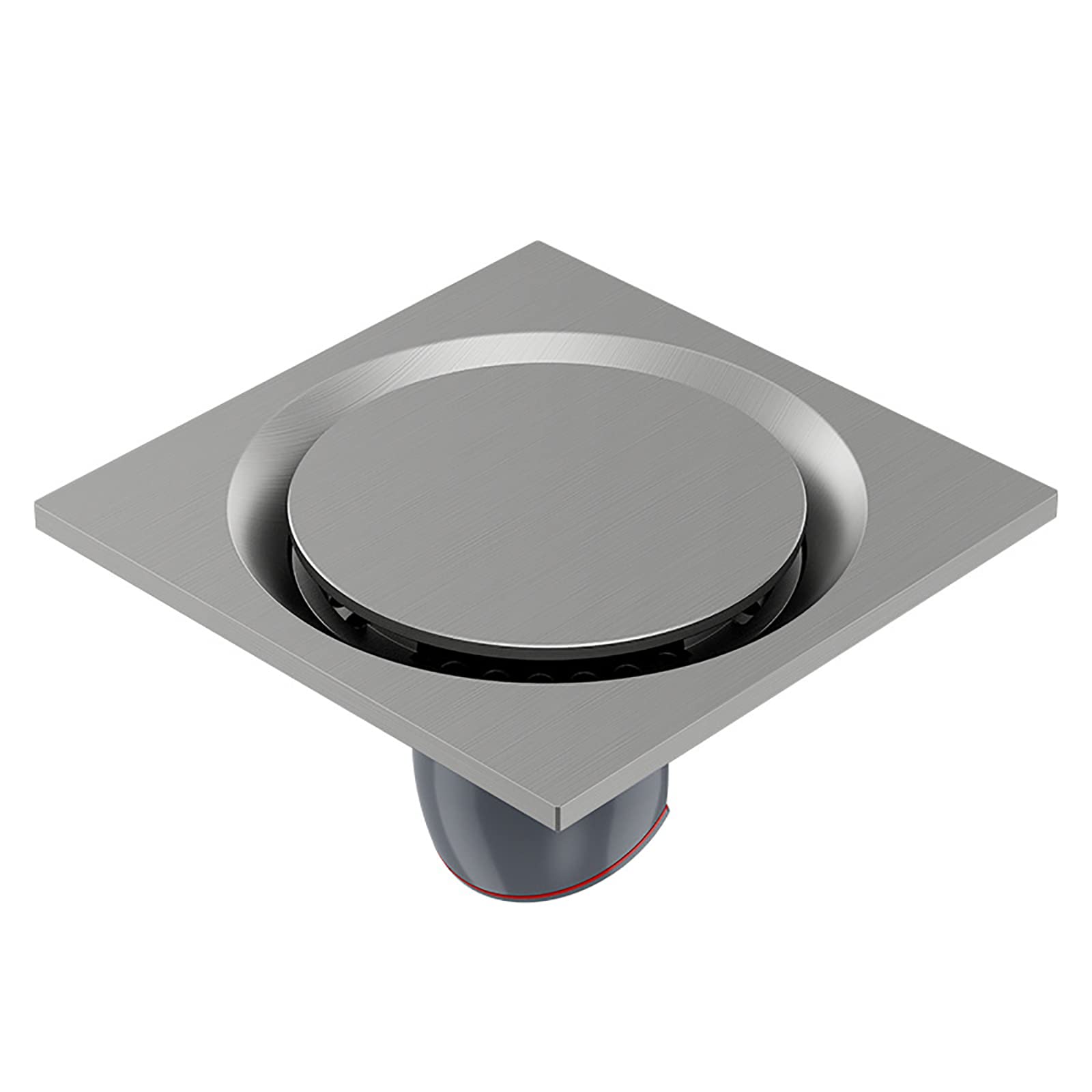 Shower Floor Drain, 4Inch Shower Drain Hair Catcher, Square Floor Drain Brushed Nickle Hair Stopper Cover, Brass Inner Basement Shower Floor Drain with Cover and Hair Strainer for Bathroom