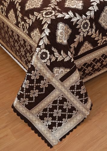 Image of Luxury Velvet Diwan Bedsheet with 5 Cushion Covers and 2 Bolster Covers - Designer Sofa DiwanCover Set for Living Room (Coffee)