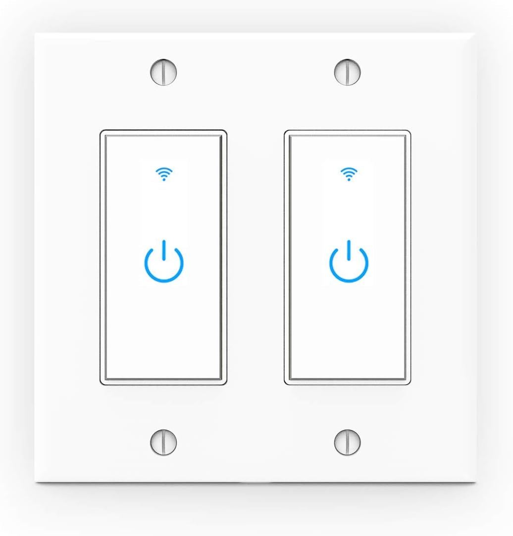 WiFi Light Smart Switch 2 Gang Touch Wall - Compatible With Alexa Google Assistant and IFTTT