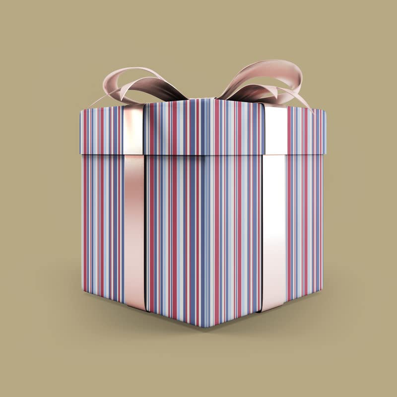 Dovetail Candy Cane Gift Wrapping Paper β Pack of 4 Sheets (29 x 19 in) | Red, White & Blue Stripe Design for Birthdays, Christmas & Everyday Gifting 2