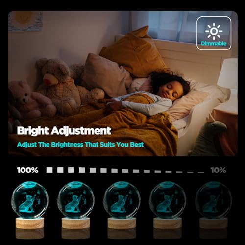 Image of 3D Cat Crystal Ball Night Light Cat Lover Gifts for Women Upgraded 3.15 In Cat Figurines Glass Ball Home Decor Lamps with 16 Color Cat Collectibles Snow Globes Gift for Girl Cat Lamp for Her Mom