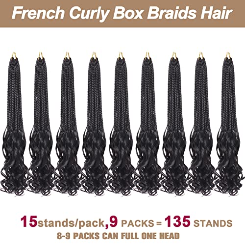 Cookoo 9 Packs French Curl Crochet Braids 14 Inch Natural Black Pre Looped French Curly Braiding Hair For Women Goddess Braids Hair With Curly Wavy Ends Synthetic Hair Extensions 1B# #TOP3