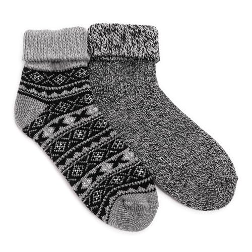 MUK LUKS Men's Short Heat Retainer Sock (2 Pair Pack)