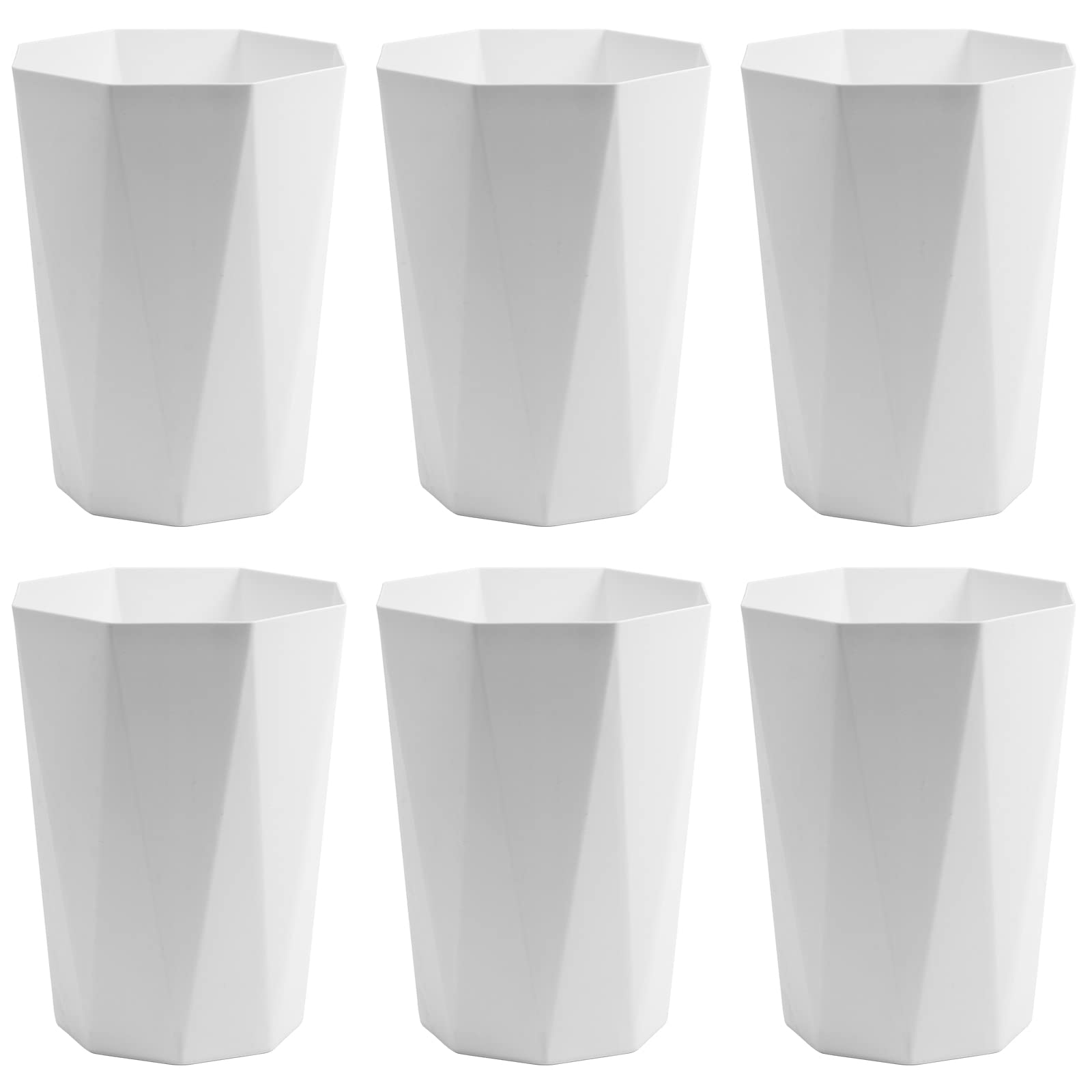 Cubo de basura de plástico de 12 L, contenedor de basura, cesta de papel, organizador de oficina para dormitorio, oficina en casa, 6 unidades blancas