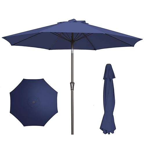PatioKingdom 9FT Patio Outdoor Umbrella-UPF 50+ Sun Shade with Wind