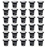 LeTradeJP 水耕栽培鉢 30個セット スポンジ付き 定植かご プラスチックメッシュポット 水耕栽培ポット 園芸 庭園 ガーデンニング 植物栽培 有機栽培 水培養 花盆 定植育苗かご （ブラック）