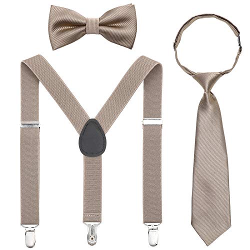 Image of Kids Suspender Bowtie Necktie Sets - Adjustable Elastic Classic Accessory Sets for 6 Months to 13 Year Old Boys & Girls
