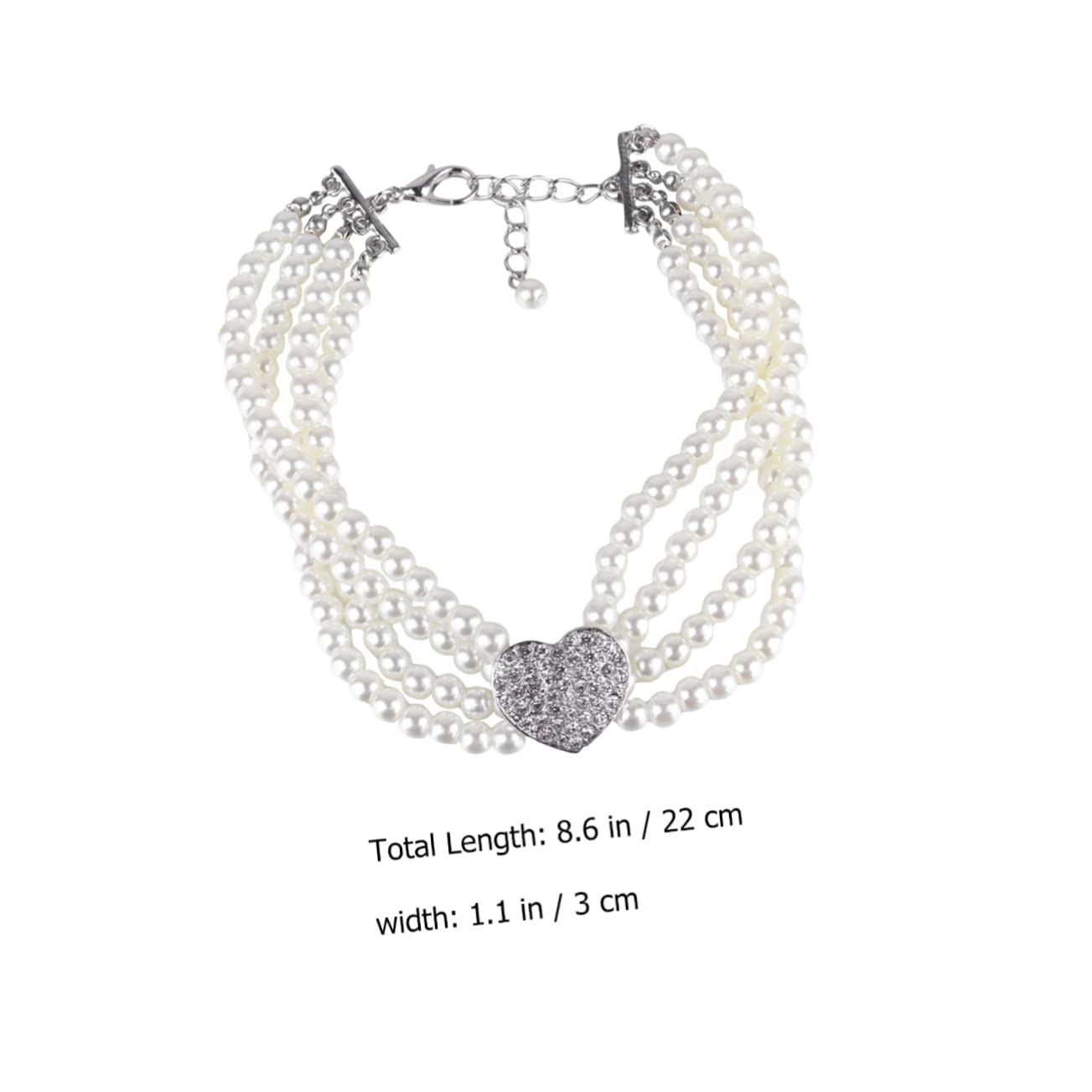 FONDOTIN Dog Necklace Pearl and Heart Design Pet Pendant Fashion Jewelry for Weekend Party Photo Taking