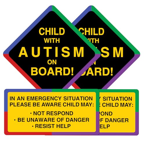 Image of Autism Car Magnet and Stickers Removable Reusable for Vehicle Window, Child with Autism On Board Sign for Safety Awareness