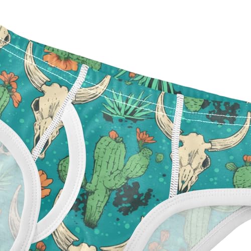Wusikd Cactus Cow Skull Boys' Underwear Cotton Retro Cartoon Boys Briefs Soft Toddler Underwear 2T4