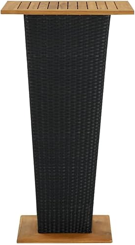 Miniatura 3 de vidaXL Moderna mesa de bar para patio al aire libre, ratán de polietileno resistente a la intemperie y madera de acacia maciza duradera, diseño