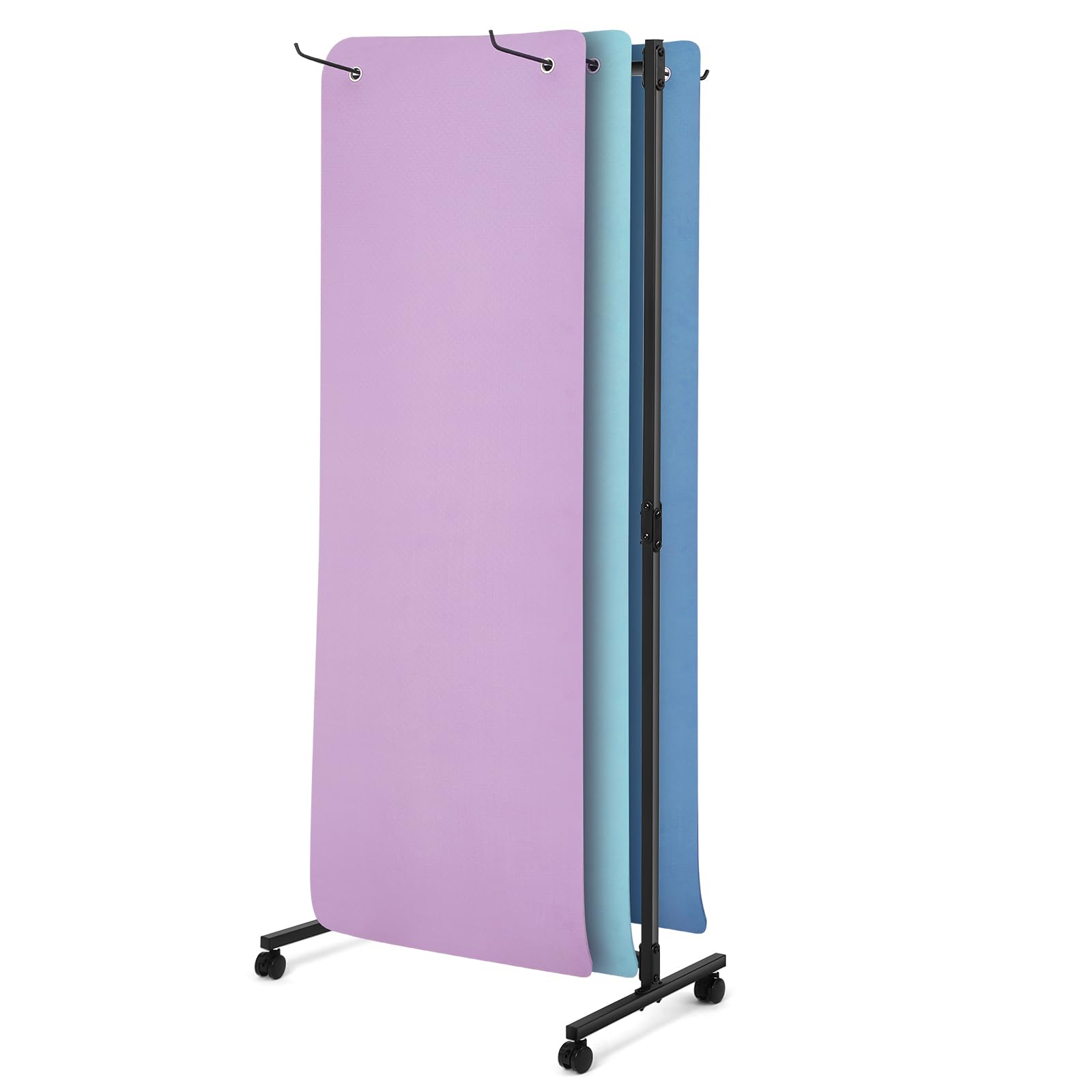 DaisyInner Hanging Yoga Mat Rolling Cart on Wheels Large Capacity Yoga Mat Rack Holder Stand Storage, Holds 40 Mats for Gym Workout Room Equipment