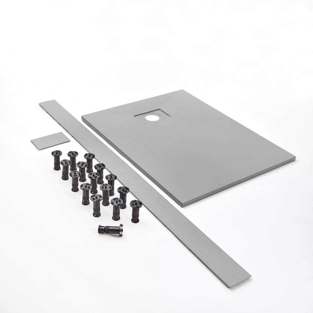 Milano Rasa Light Grey Textured Slate Effect Rectangular Shower Tray Riser Kit - 1700 x 800mm