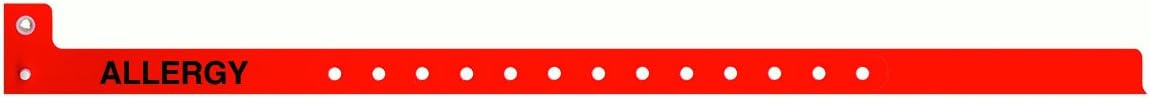 PDC HealthcareWBCNAA-5 Sentry Alert Wristband, Poly, "Allergy" Pre-Printed, State Standardization 1/2" x 13", Adult/Pedi, Red (Pack of 500)