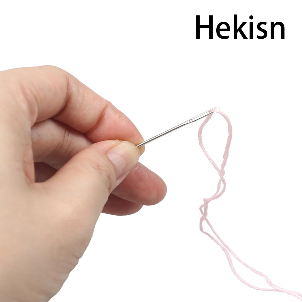 Hekisn Agujas de coser grandes para ojos, 21 agujas afiladas, agujas de hilo de bordado de acero inoxidable, agujas de tejer hechas a mano, agujas de cuero (21 piezas)