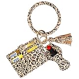 BIHRTC Wristlet Bracelet Keychain Card Holder Key Bangle PU Leather Wristlet Keyring Bracelets...