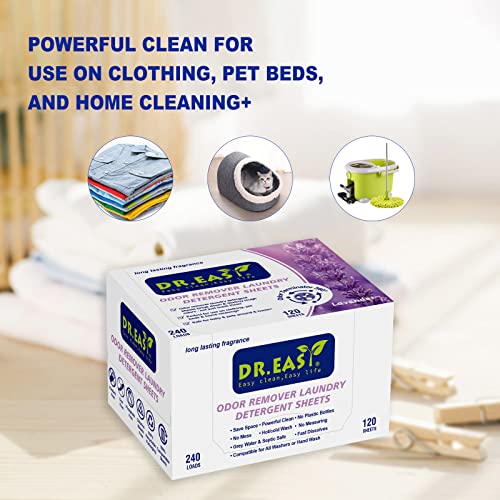 Dr.easy Laundry Detergent Sheets 240 Loads Unscented,Easy To Carry Great For Travel,Safe For Baby & Pets,No Mess No Dyes Biodegradable Formula #TOP1