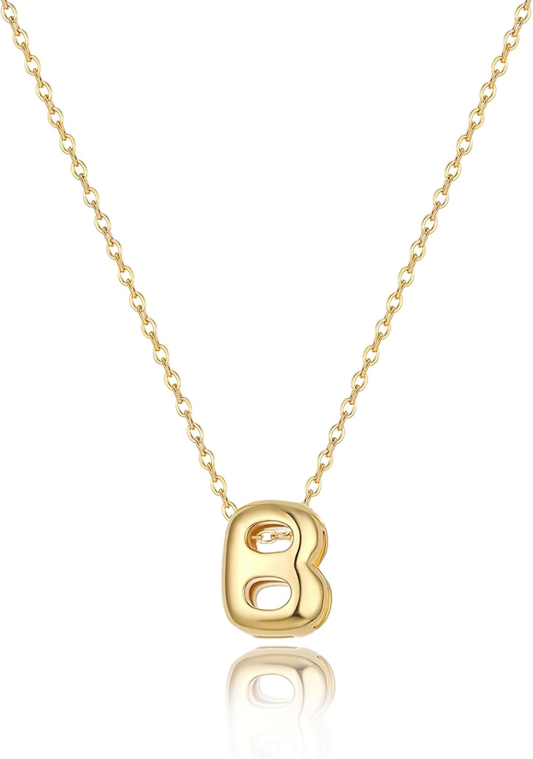 Initial Necklaces for Women Bubble Gold Silver Letter Necklace