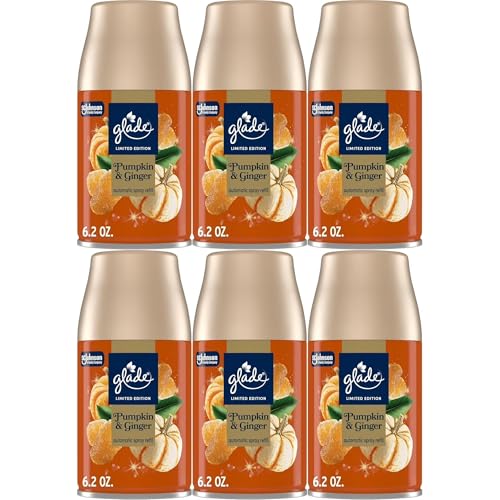 Glade Automatic Spray Refill 6 Pack Pumpkin & Ginger Scent Home Fragrance Refill Can 6.2 oz