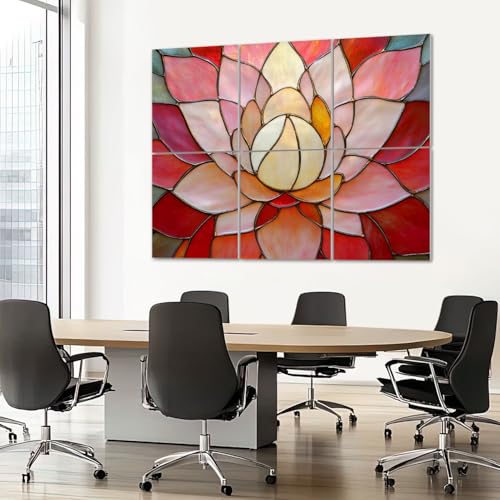 6 Pack Paneles Acústicos de Arte Absorbentes de Sonido con Diseño de Vidrio Rosa y Flor, Paneles Decorativos Autoadhesivos para Estudio y Oficina 72"x48" miniatura 7