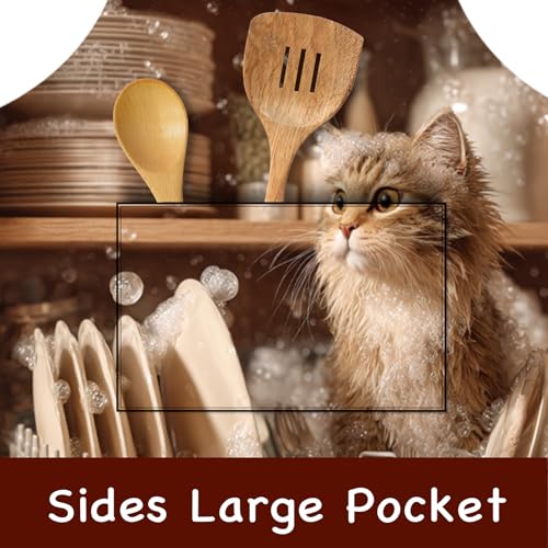 Image of Nuxovilar Cute Apron with Pockets, 26.77 * 30.7 Inches, Versatile for Meal Prep, Baking, Holiday Cooking