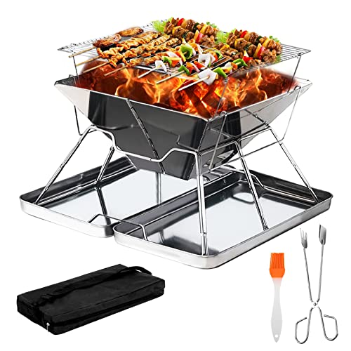 Helloland Parrilla De Barbacoa De Acero Inoxidable 304 Portátil Plegable Parrilla De Carbón Con Estuche De Almacenamiento Y Bolsa Barbacoa Para Ahumador Al Aire Libre Picnic 3-4 Personas Helloland Parrilla De Barbacoa De Acero Inoxidable 304 Portátil Plegable Parrilla De Carbón Con Estuche De Almacenamiento Y Bolsa Barbacoa Para Ahumador Al Aire Libre Picnic 3-4 Personas